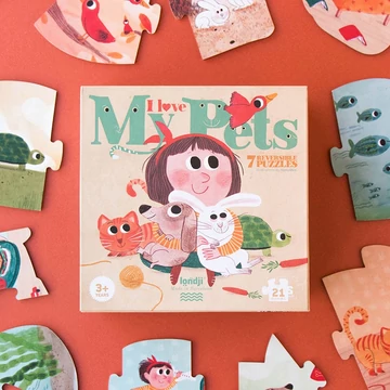 Kisállatos fejlesztő puzzle gyerekeknek, környezetbarát kivitelben.